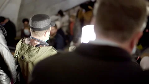 People in the subway on the escalator. Stock Footage 153054967
