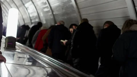People in the subway on the escalator. Stock Footage 155197945