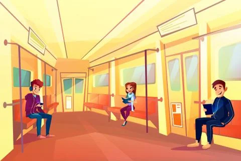 People in subway metro train vector illustration 스톡 일러스트