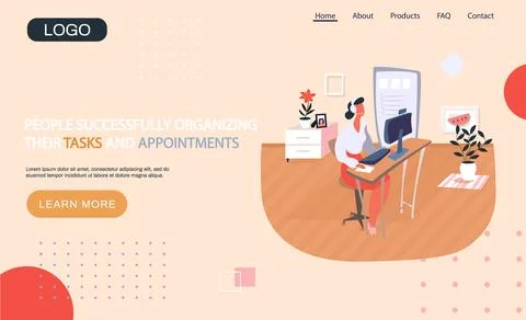 People successfully organizing their tasks and appointments landing page Stock-Illustration