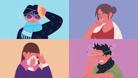 People suffering from flu symptoms motion graphic with dynamic visuals of s.. Stock Footage 339045822