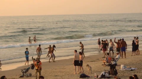 People On The Summer Beach Stock Footage 127096584