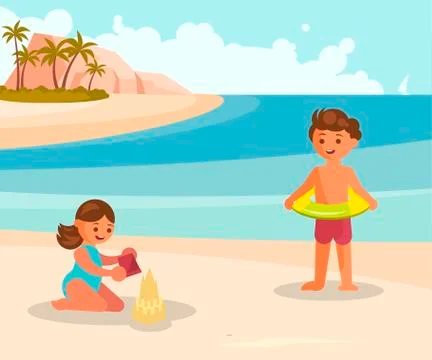 People on summer vacation Stock Illustration