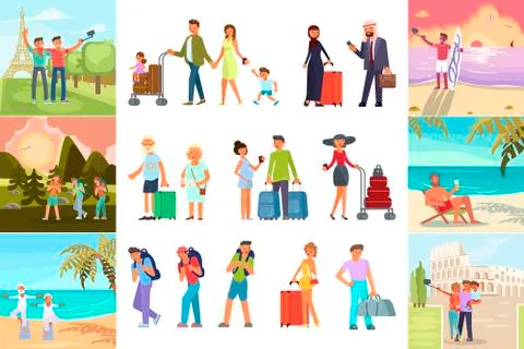 People on summer vacation Stock Illustration