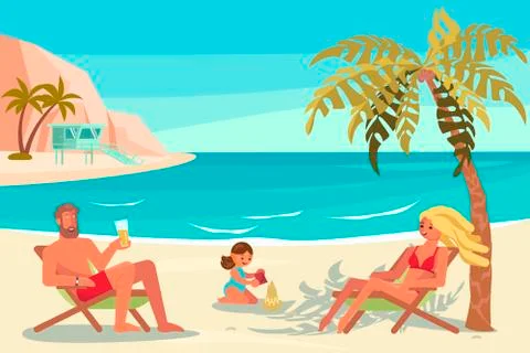 People on summer vacation Stock Illustration