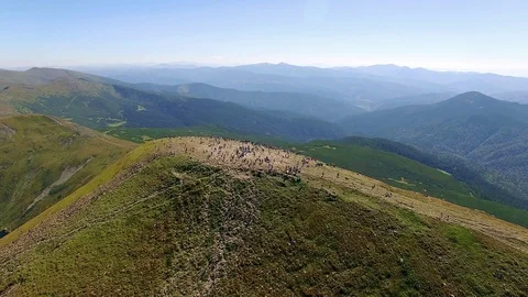 People at the summit of Goverla Stock-Footage 99312833