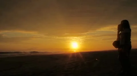 People in sunset Stock Footage 8945500