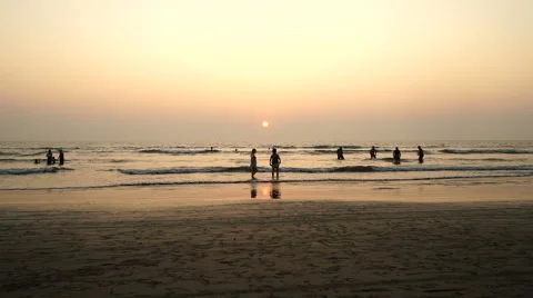 People in sunset sea. Stock-Footage 67088544