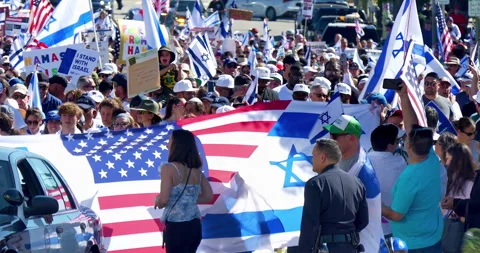 People support Israel against Palestine ... | Stock Video | Pond5