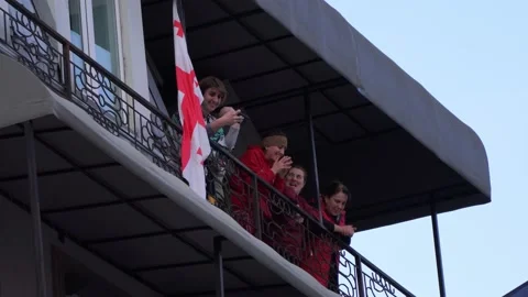 People support protesters in Georgia Stock Footage 235148170