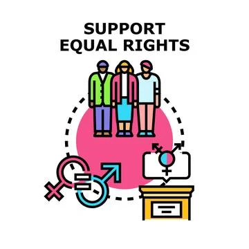 People supporting equal rights and gender equality concept Stock Illustration