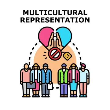People supporting multiculturalism promoting diversity and inclusion Stock Illustration
