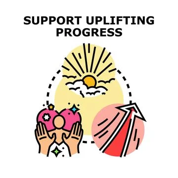 People supporting uplifting progress and development icon Stock Illustration