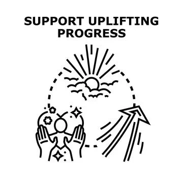 People supporting uplifting progress and development icon Stock Illustration