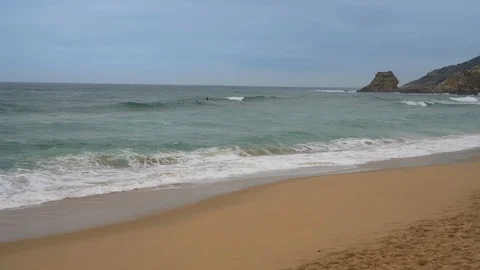 People surf the ocean. cloudy day in autumn Stock-Footage 116505441