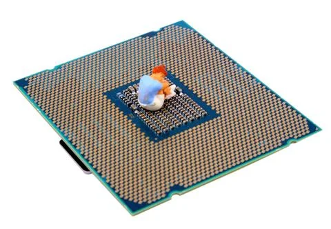 People surrounded by technology 库存照片