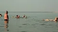 People swim in Dead Sea, Jordan HD Footage