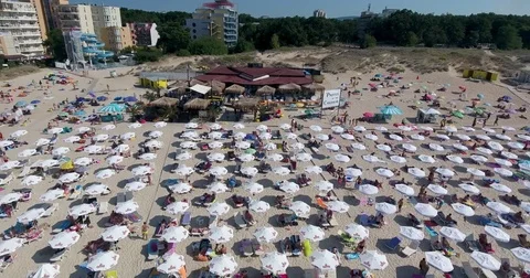 People swimming at the Beach And Relaxing In Black Sea Stock Footage