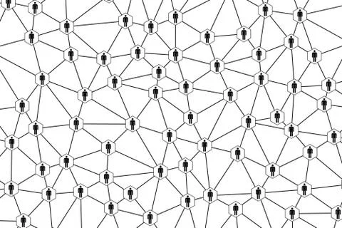 People symbol and network connection on white background in social media and  Illustrazione stock