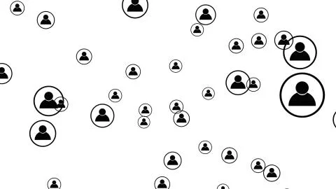 People symbol and network connection on white background in social media and  Illustrazione stock
