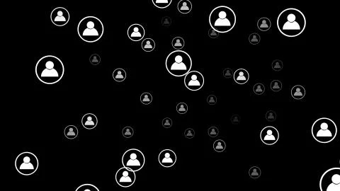 People symbol and network connection on black background in social media and  イラスト素材