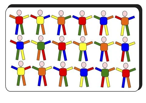 People, symbols, differ only by the colour of their clothes Stock Illustration