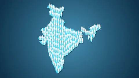 People symbols in shape of map of India , overpopulation concept Video stock 160616664