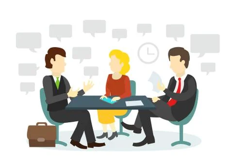 People at the table interviewing Stock Illustration