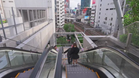 People take elevator to go up and down at the Miyashita Park in Shibuya Tokyo Stock Footage 282668640