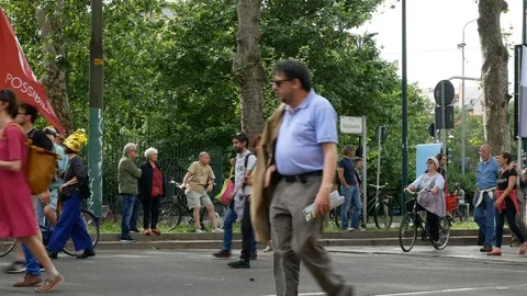 People take part to demonstration in Milan, Italy Stock-Footage 76080903