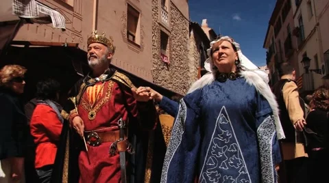 People take part in the historical performance in Montblanc, Spain. 動画素材 61753460