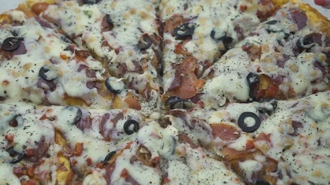 People takes a slice of pizza Stock Footage 107008571