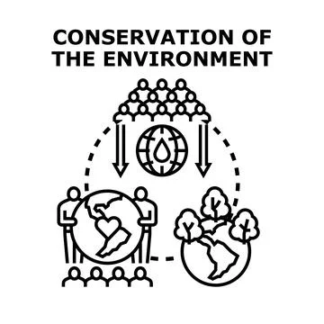People taking action for environment conservation and ecology Stock Illustration