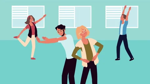 People taking an active break in the office Stock Footage 158824718