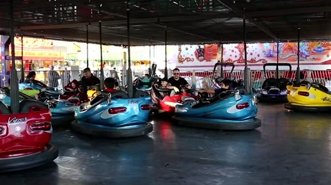People taking bumper car at the West Coast Amusements Carnival Stock Footage 57419745