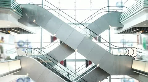 People taking escalator in shopping mall, time lapse. Stock Footage 22152937
