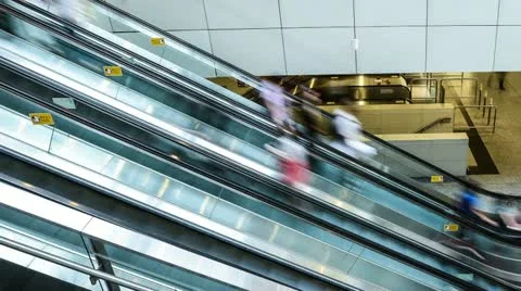 People taking escalator in shopping mall, time lapse. Stock Footage 22158629
