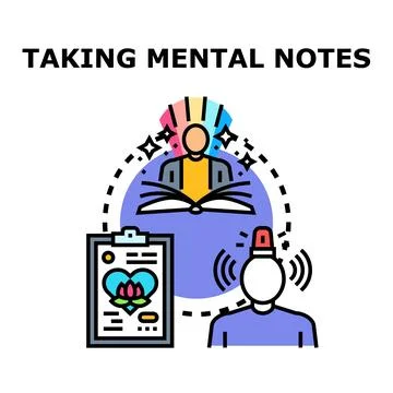 People taking mental notes finding solutions Stock Illustration