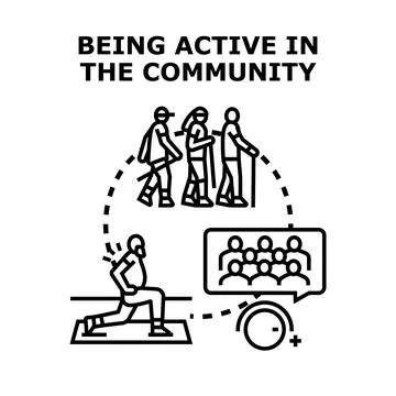 People taking part in community activity and fitness Stock Illustration