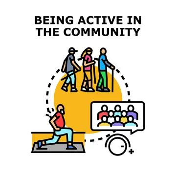 People taking part in community activity and fitness Stock Illustration