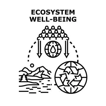 People taking resources impacting ecosystem well being concept Stock Illustration