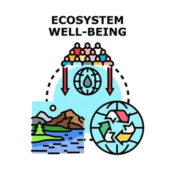 People taking resources impacting ecosystem well being concept Stock Illustration