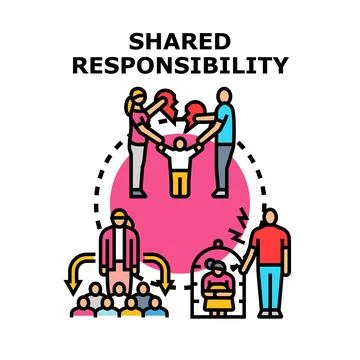 People taking shared responsibility for team and family Stock Illustration