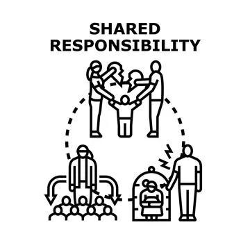 People taking shared responsibility for team and family Stock Illustration