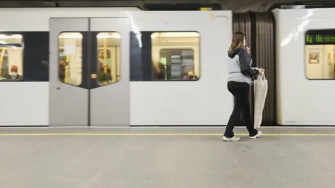 People taking the subway during the pandemic in Oslo Norway Stock Footage 151003497