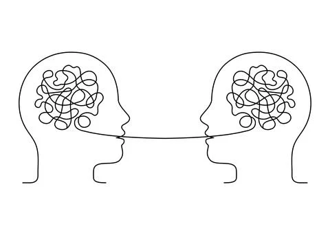 People talk, tangle speech, conversation with clutter, outline. Creative Stock Illustration