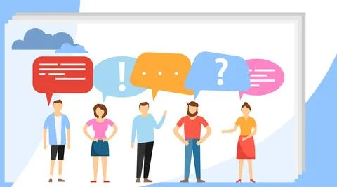 People talk using speech bubble. Social Media Network Concept. Stock Illustration