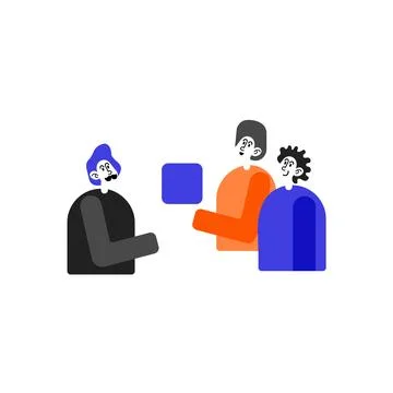 People talking about important things. Colleagues discussing agenda and brand Stock Illustration