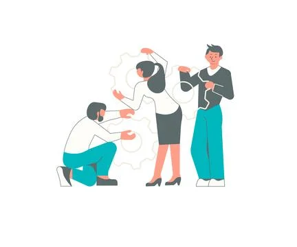 People talking about important things. Colleagues discussing agenda and brand Stock Illustration