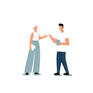 People talking about important things. Colleagues discussing agenda and brand Stock Illustration